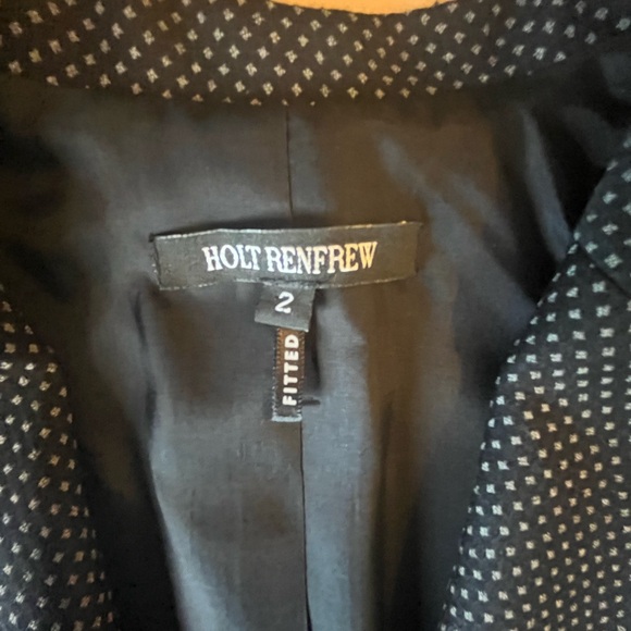 NWOT Holt Renfrew Wool Blend Fitted Blazer & Skirt Set Black with Grey Pattern - Picture 5 of 16